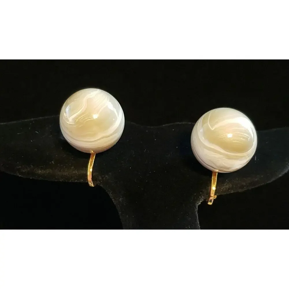 Vintage Gray & White Lucite Clip-On Earring-‎ Mid-Century Modern Earrings bc-12